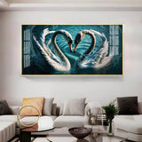 Blended By Love Swan Premium Acrylic Floating Wall Painting - Decor Smart