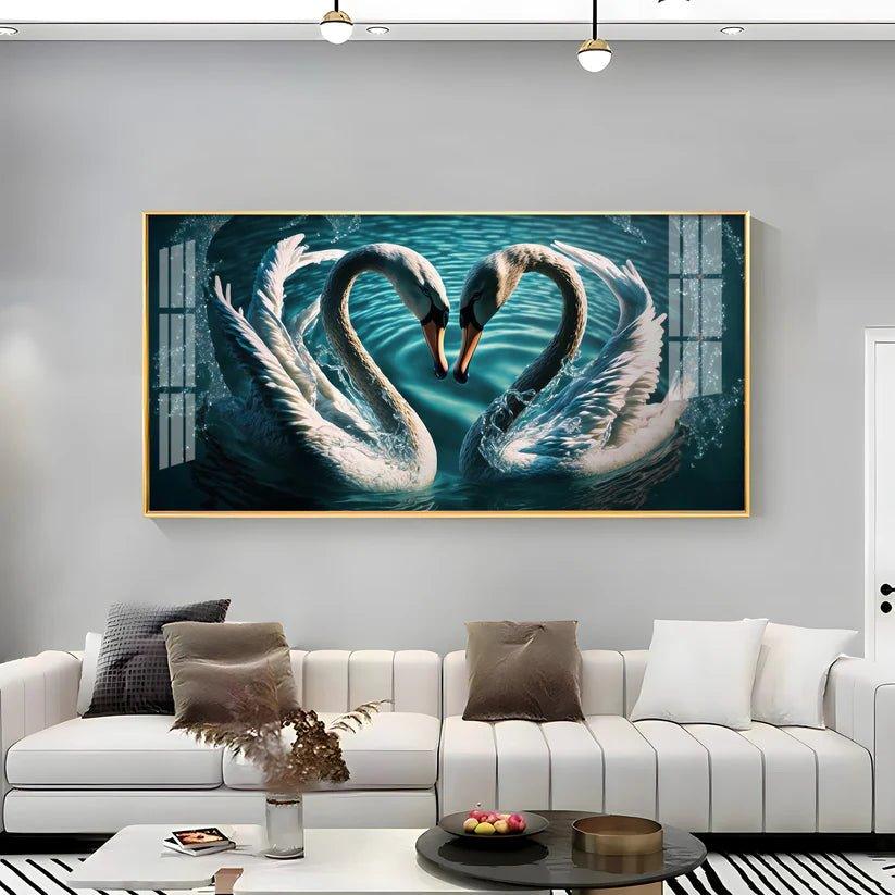 Blended By Love Swan Premium Acrylic Floating Wall Painting - Decor Smart