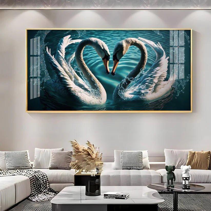 Blended By Love Swan Premium Acrylic Floating Wall Painting - Decor Smart