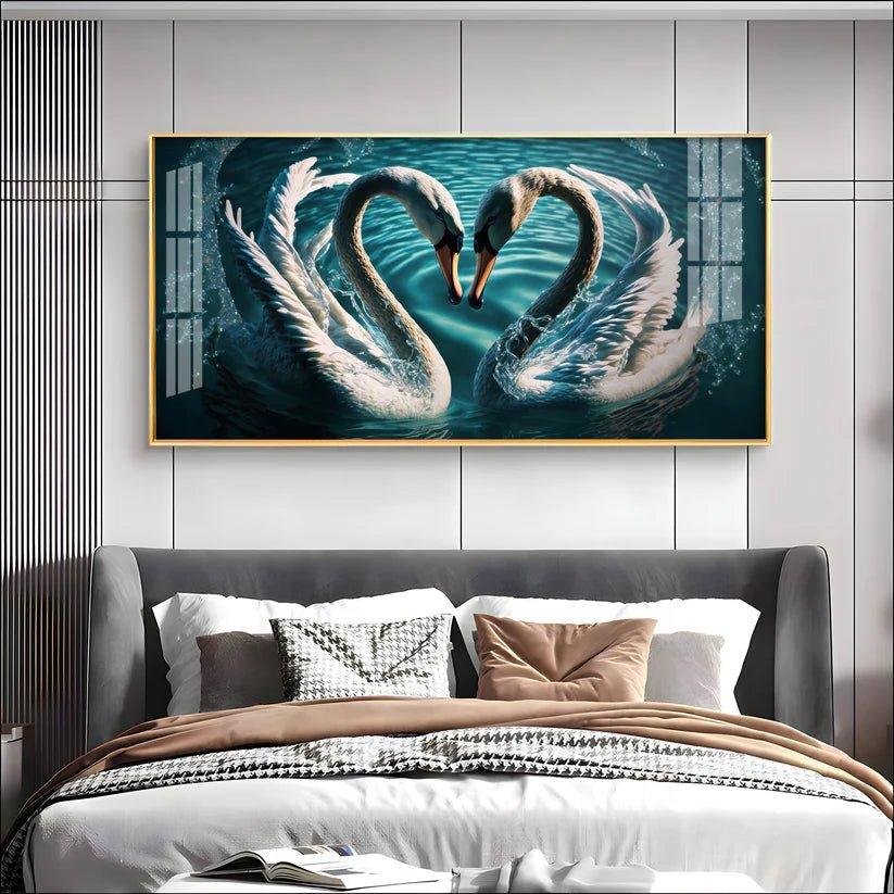 Blended By Love Swan Premium Acrylic Floating Wall Painting - Decor Smart