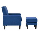Blue Color Standard Velvet Accent Chair with Ottoman - Decor Smart