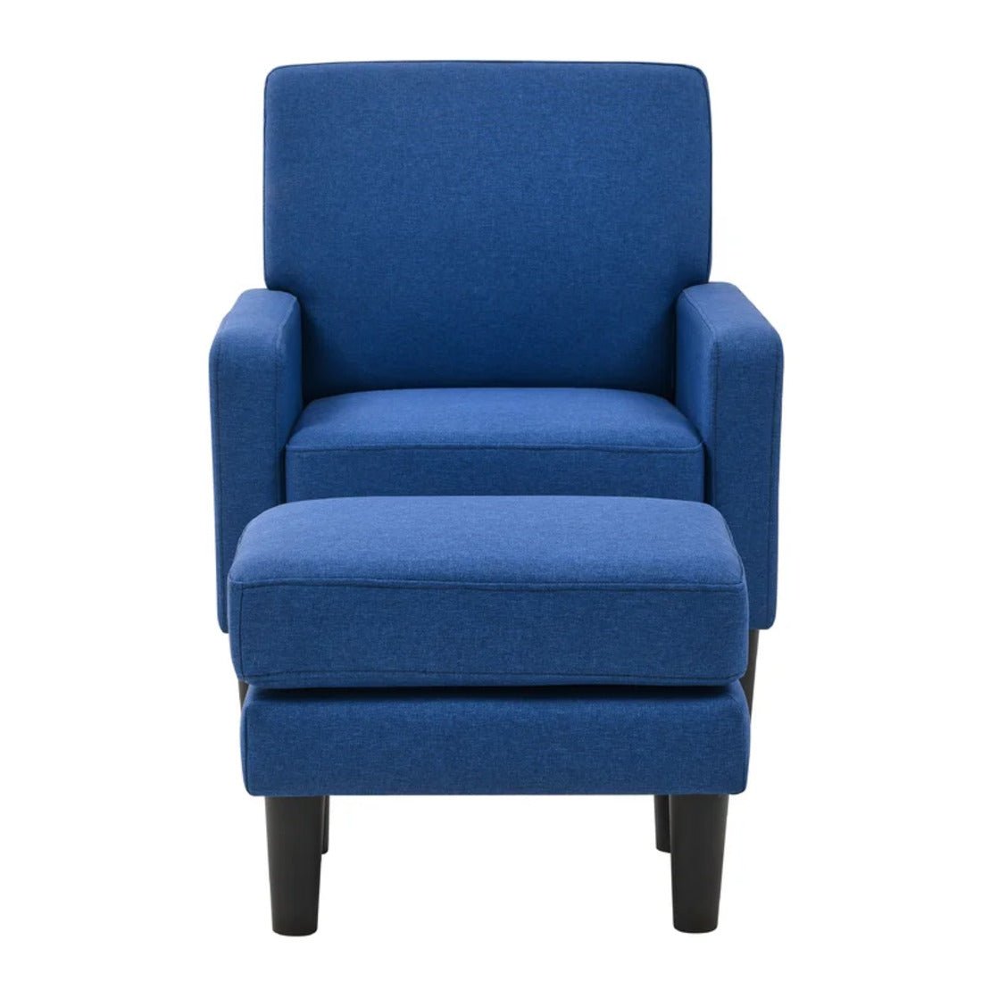Blue Color Standard Velvet Accent Chair with Ottoman - Decor Smart