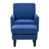 Blue Color Standard Velvet Accent Chair with Ottoman - Decor Smart