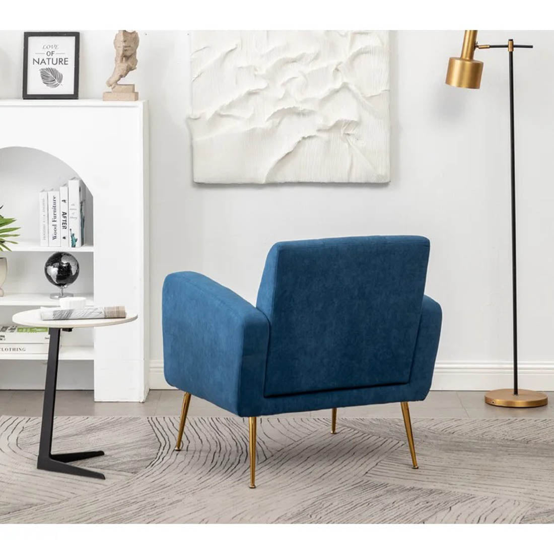 Blue Luxurious Tufted Velvet Sofa Lounge Chair - Decor Smart