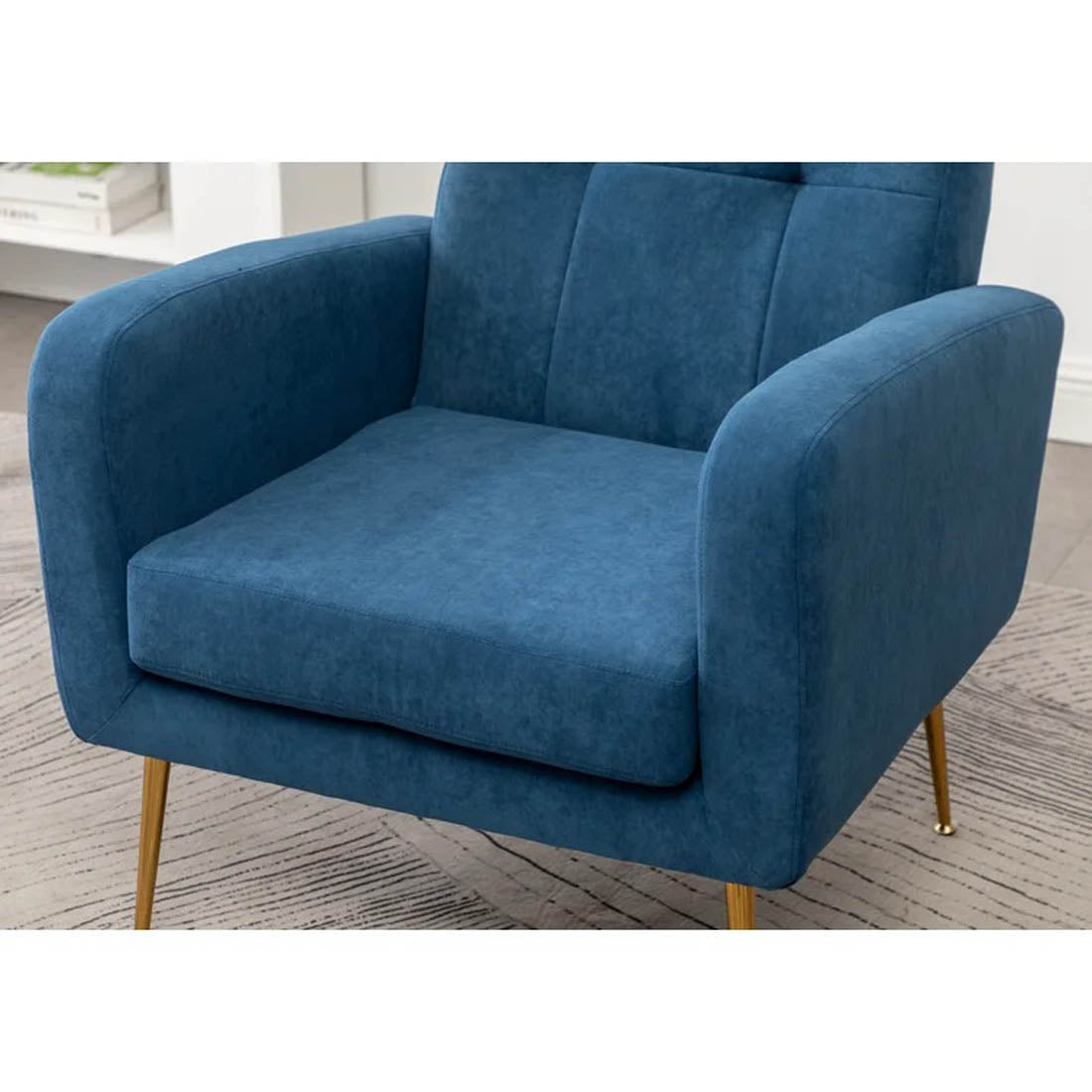 Blue Luxurious Tufted Velvet Sofa Lounge Chair - Decor Smart