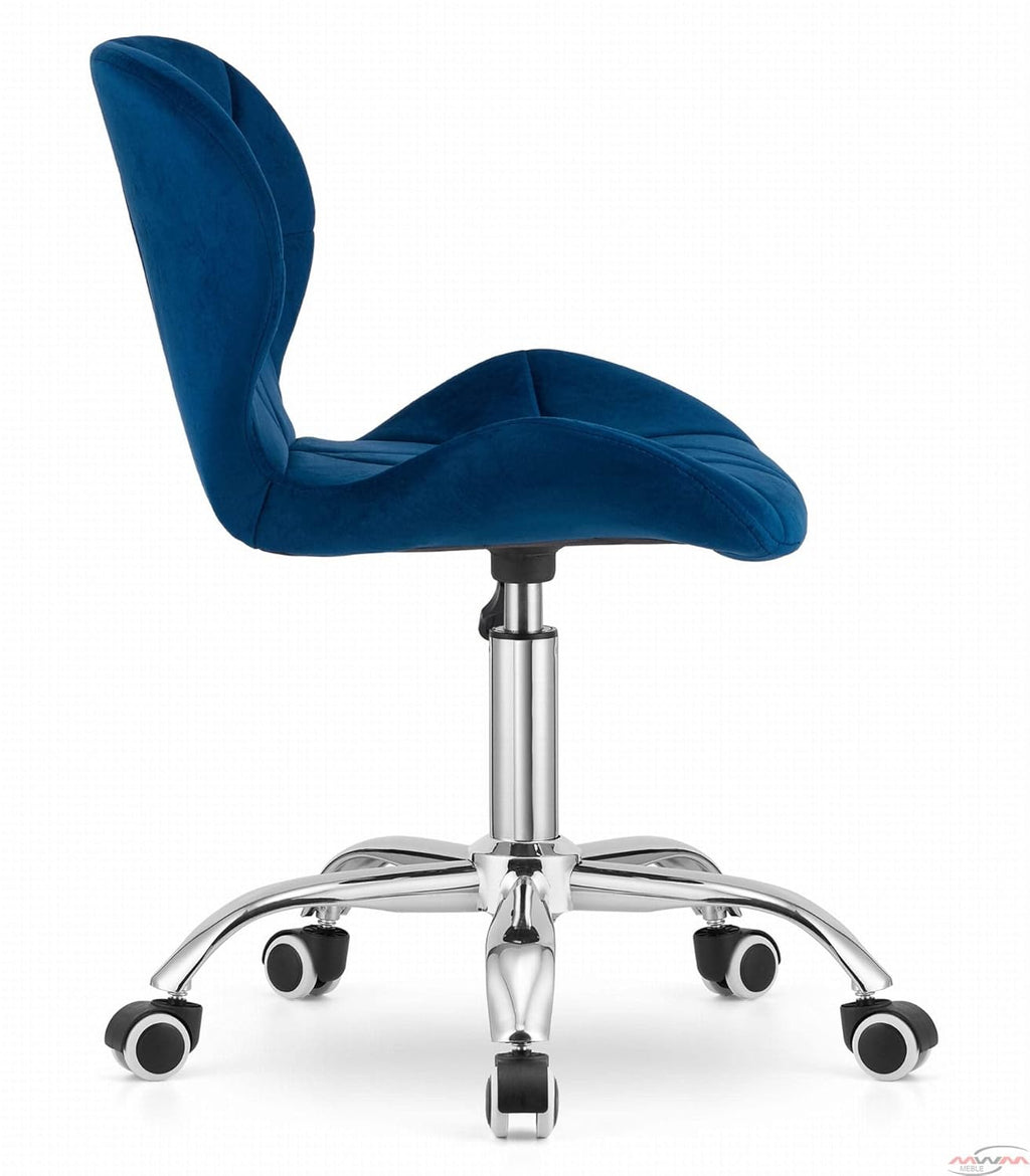 Blue Velvet Accent Chair with Diamond Stitching