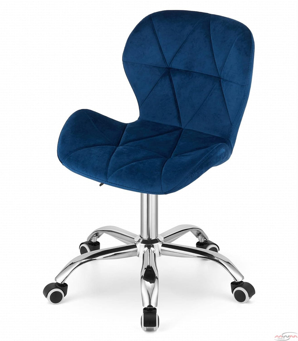 Blue Velvet Accent Chair with Diamond Stitching