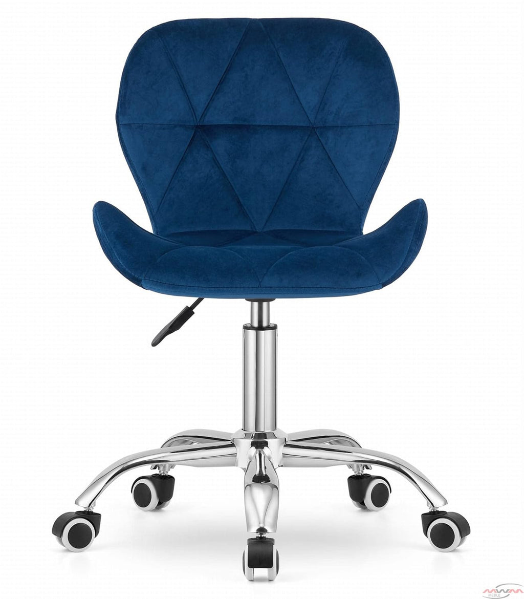 Blue Velvet Accent Chair with Diamond Stitching