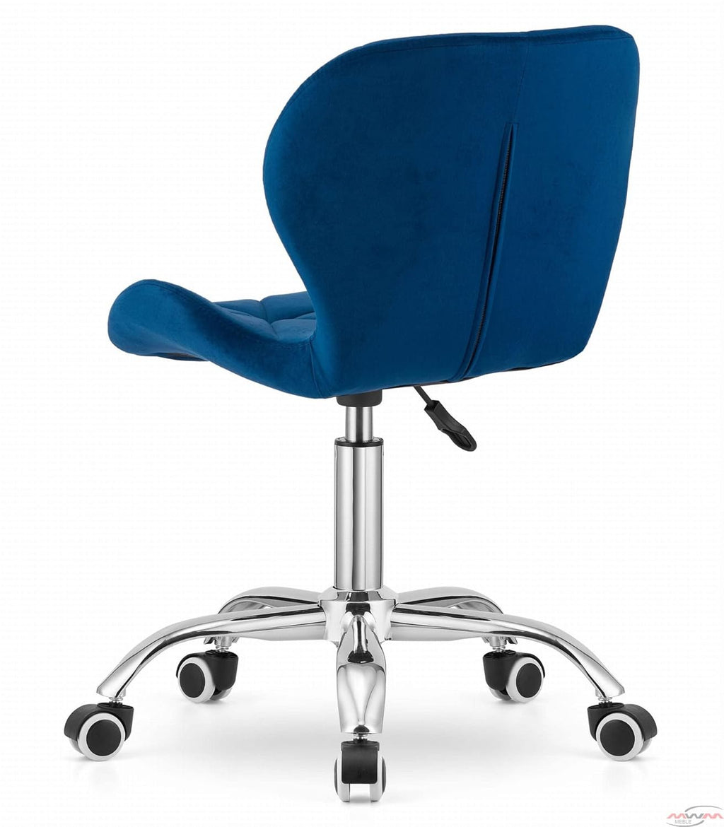 Blue Velvet Accent Chair with Diamond Stitching