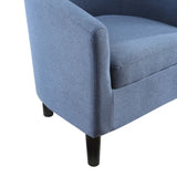 Bluish Grey Comfy Round Back Rich Velvet Accent Chair with Ottoman - Decor Smart