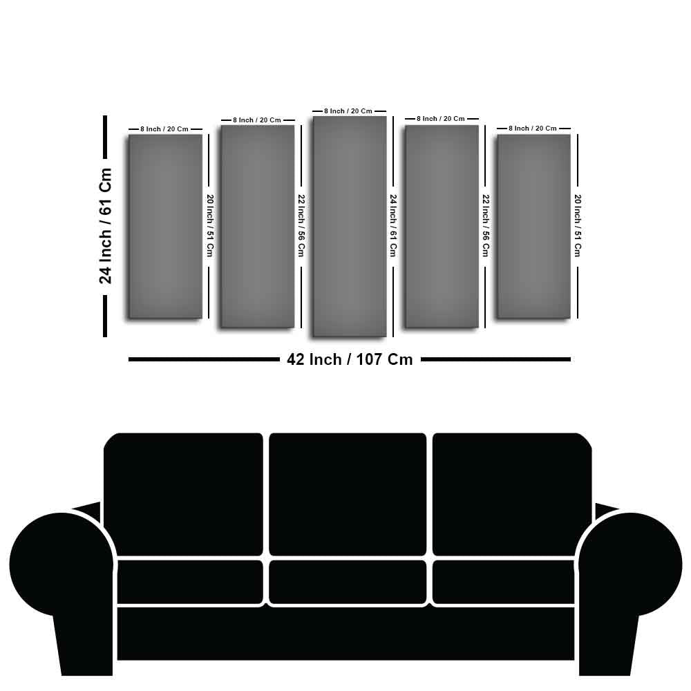 Boat at Colorful Sunset Canvas Wall Painting of Five Pieces - Decor Smart
