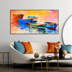 Boat Colorful Floating Frame Wall Painting