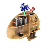 Brain Shape Backlit Designer Wooden Wall Shelf / Book Shelf / Night Light, Light Oak Finish - Decor Smart