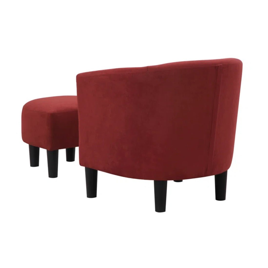 Brick Red Comfy Round Back Rich Velvet Accent Chair with Ottoman - Decor Smart