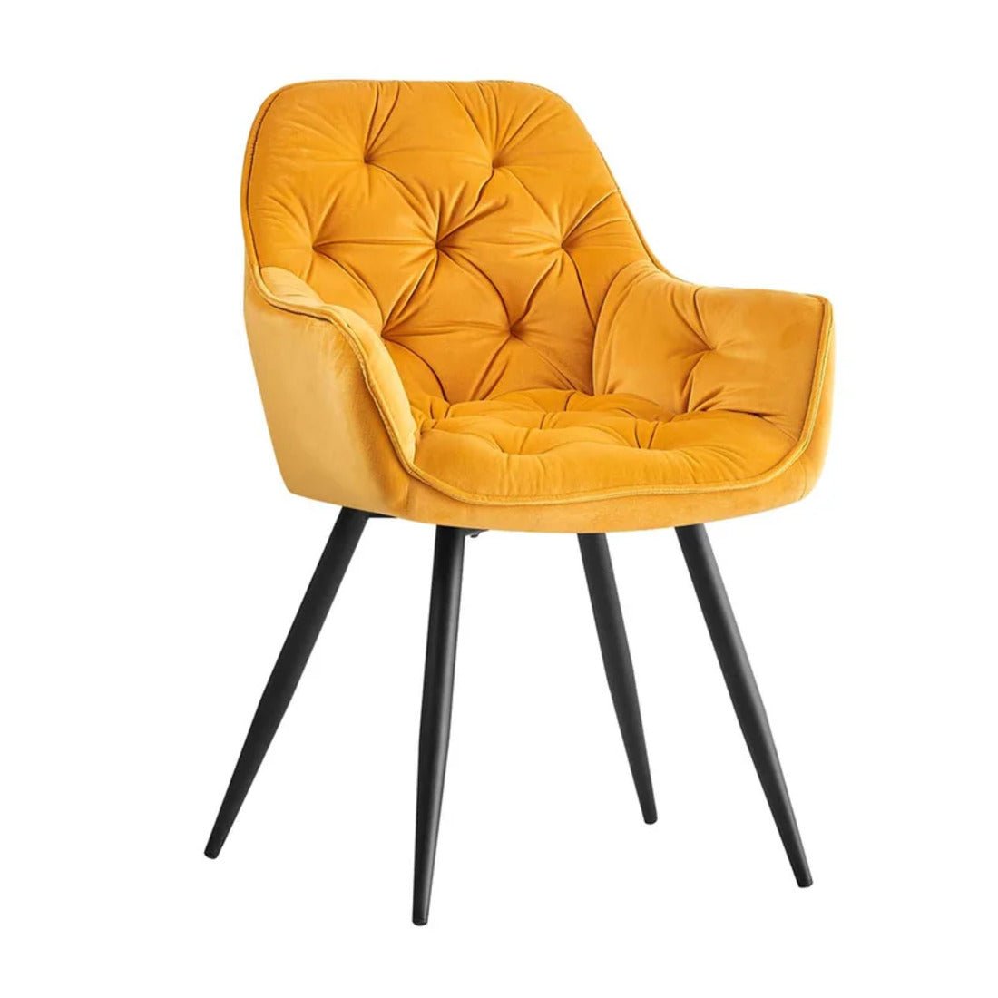 Bright Yellow Comfy Padded Tufted Velvet Luxury Accent Chair - Decor Smart