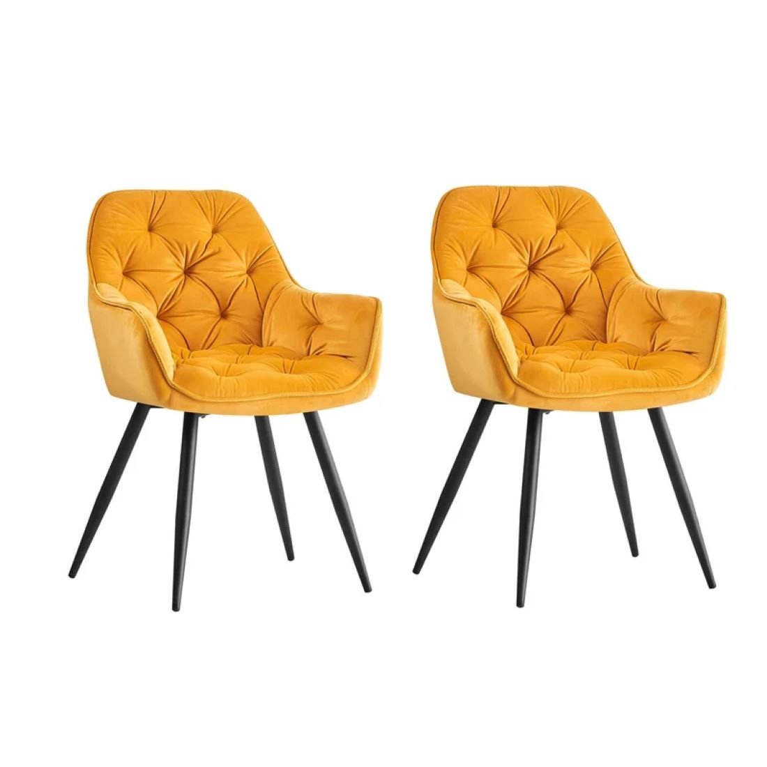 Bright Yellow Comfy Padded Tufted Velvet Luxury Accent Chair - Decor Smart