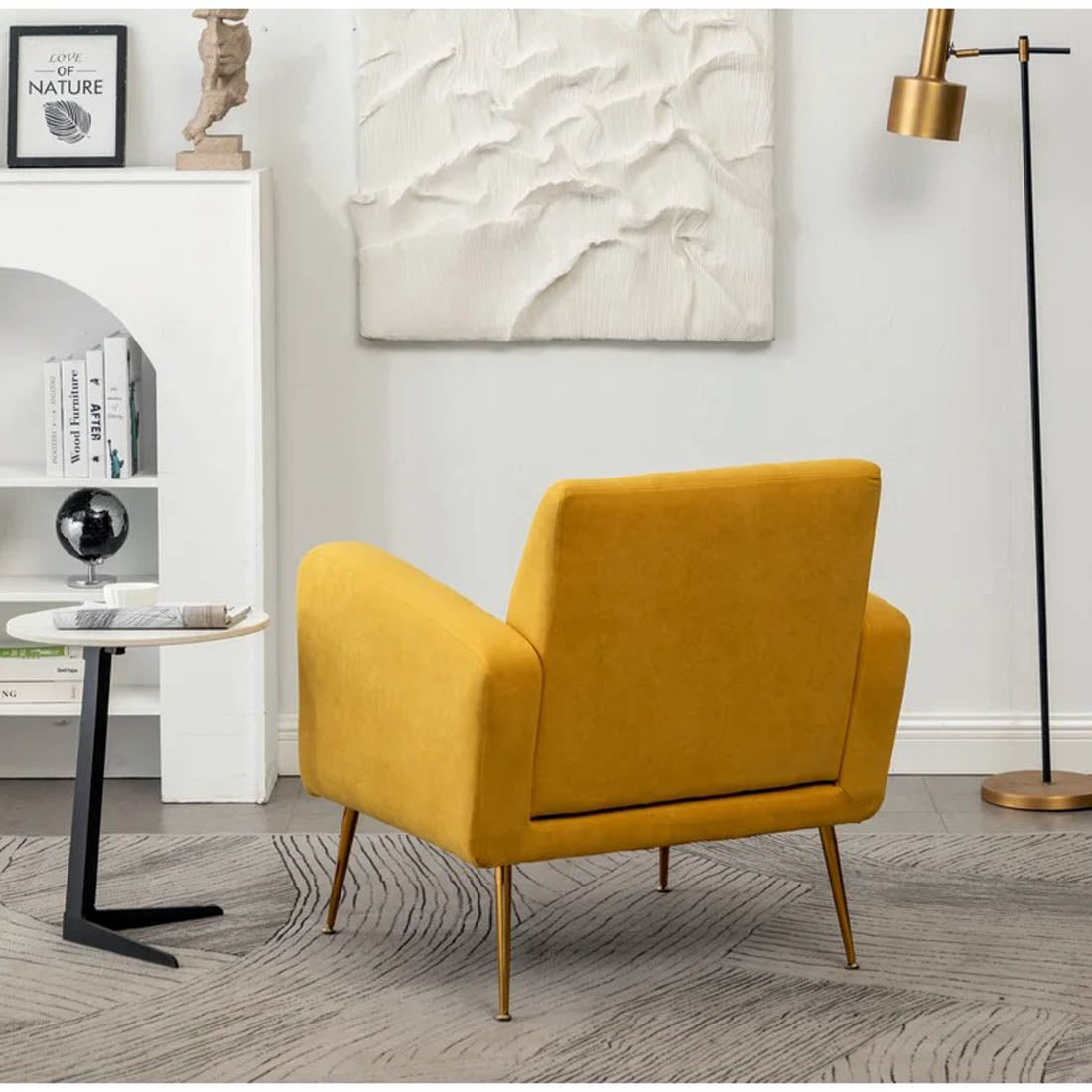 Bright Yellow Relaxing Tufted Velvet Sofa Lounge Chair - Decor Smart