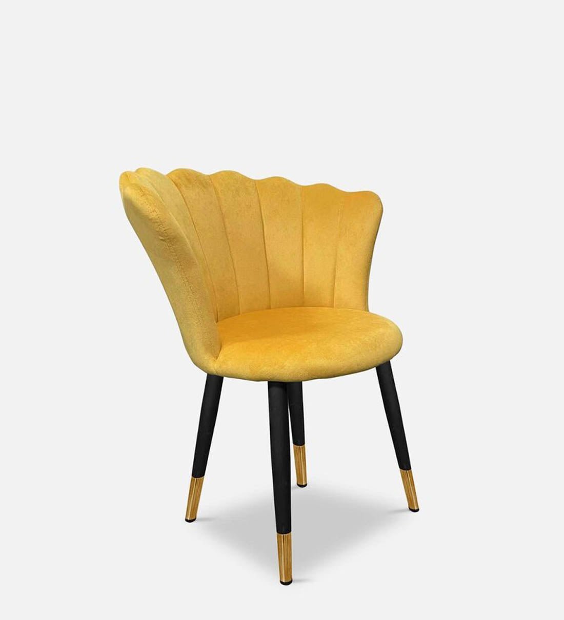 Bright Yellow Rounded Back Plush Velvet Accent Chair - Decor Smart
