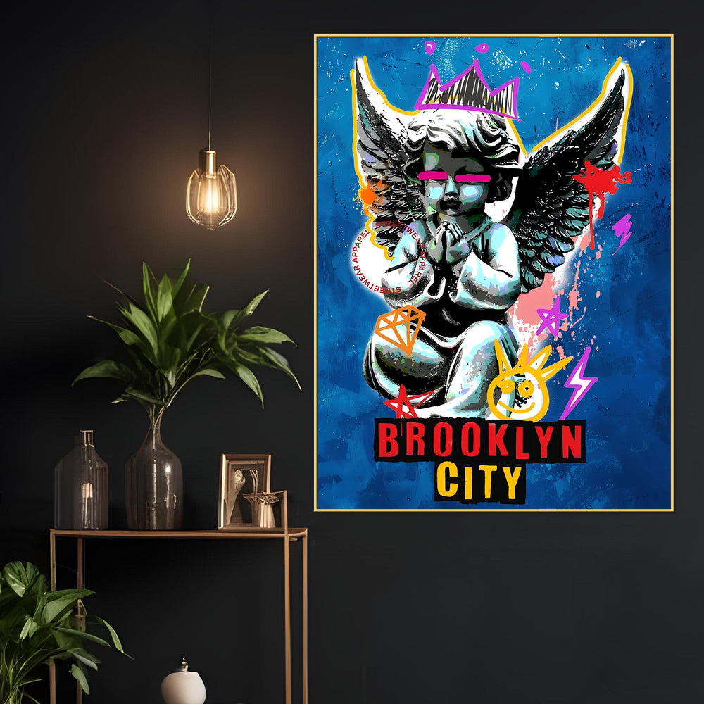 Brooklyn Guardian Angel Pop Art Cotton Canvas Wall Painting