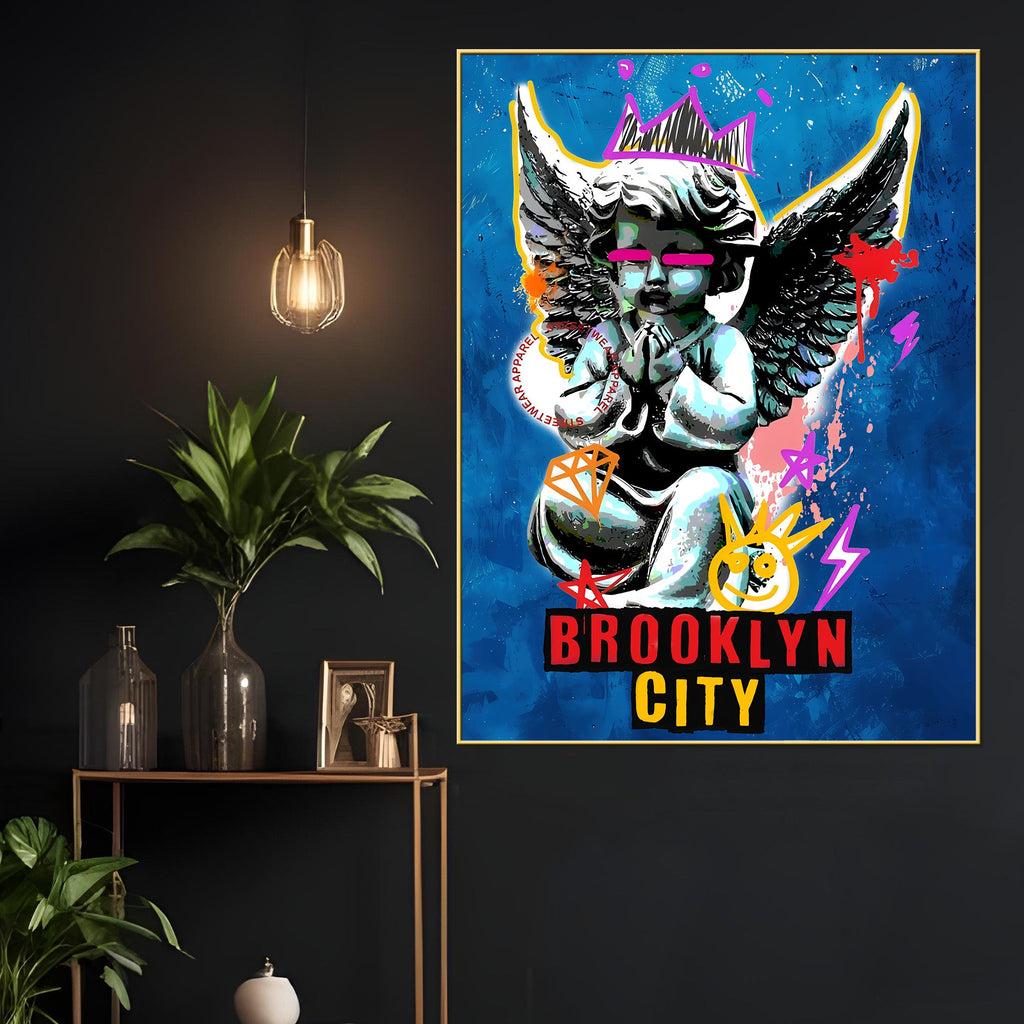 Brooklyn Guardian Angel Pop Art Cotton Canvas Wall Painting