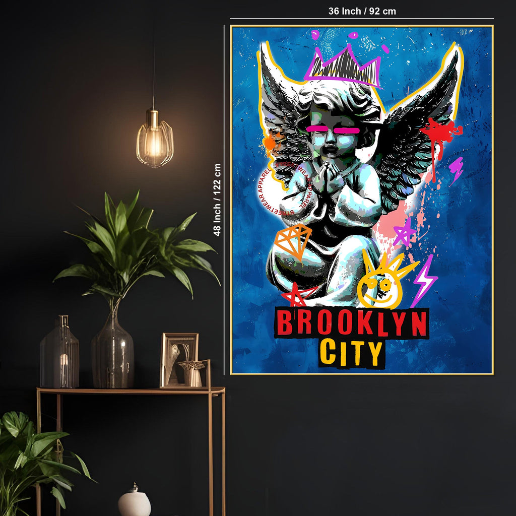Brooklyn Guardian Angel Pop Art Cotton Canvas Wall Painting