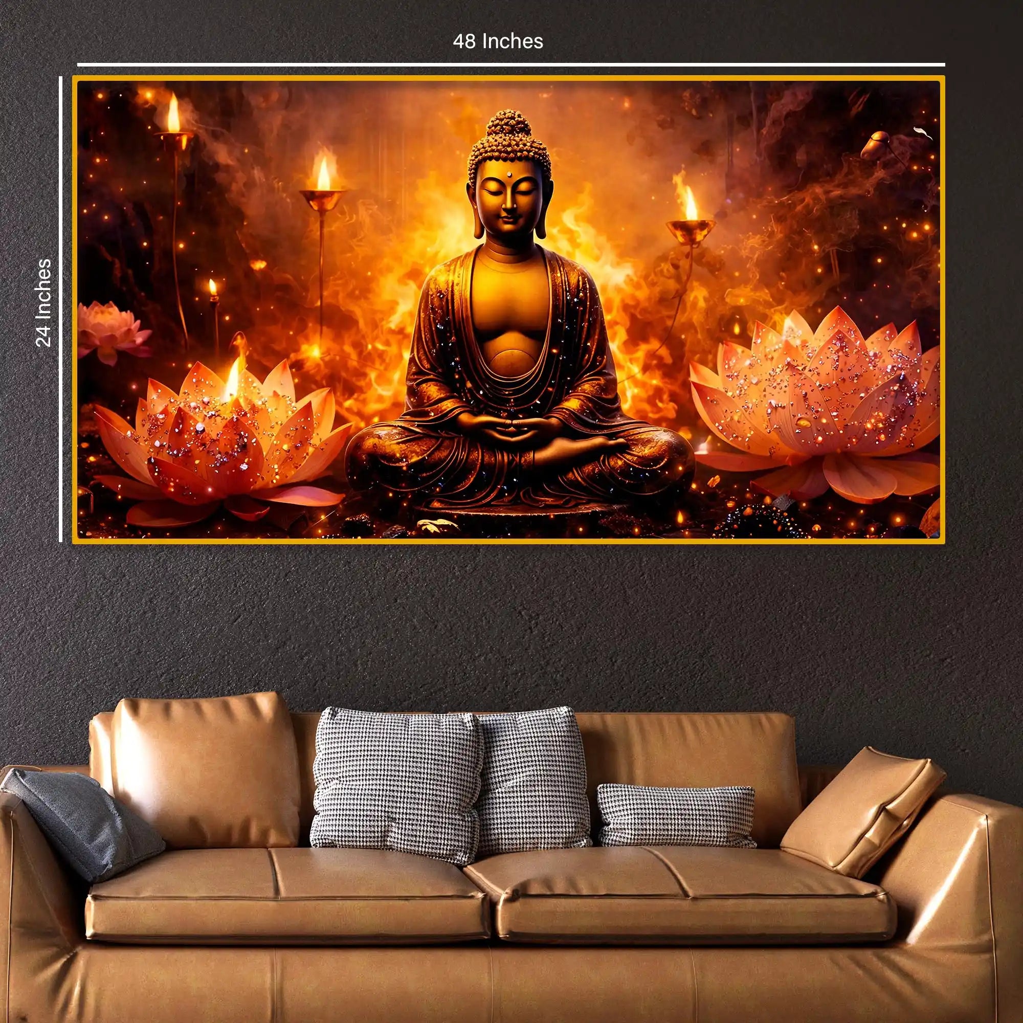Buddha Energy Crystal Glass Painting for Living Room