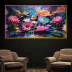 Buddha Meditation Floral Crystal Glass Painting for Luxury Décor