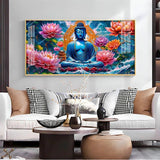 Buddha with Flower Premium Acrylic Floating Wall Painting - Decor Smart
