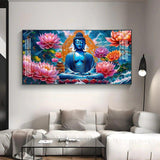 Buddha with Flower Premium Acrylic Floating Wall Painting - Decor Smart