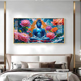 Buddha with Flower Premium Acrylic Floating Wall Painting - Decor Smart