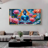 Buddha with Flower Premium Acrylic Floating Wall Painting - Decor Smart