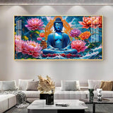 Buddha with Flower Premium Acrylic Floating Wall Painting - Decor Smart