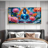 Buddha with Flower Premium Acrylic Floating Wall Painting - Decor Smart