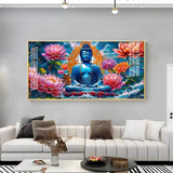 Buddha with Flower Premium Acrylic Floating Wall Painting - Decor Smart