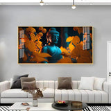 Buddha with Golden Autumn Fall Premium Acrylic Floating Wall Painting - Decor Smart