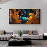 Buddha with Golden Autumn Fall Premium Acrylic Floating Wall Painting - Decor Smart