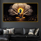 Buddha with Sacred Tree Crystal Glass Premium Painting for Designer Décor