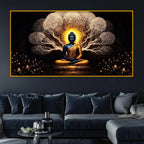 Buddha with Sacred Tree Crystal Glass Premium Painting for Designer Décor