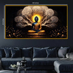 Buddha with Sacred Tree Crystal Glass Premium Painting for Designer Décor