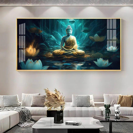 Buddha's Radiant Harmony Acrylic Floating Wall Painting - Decor Smart