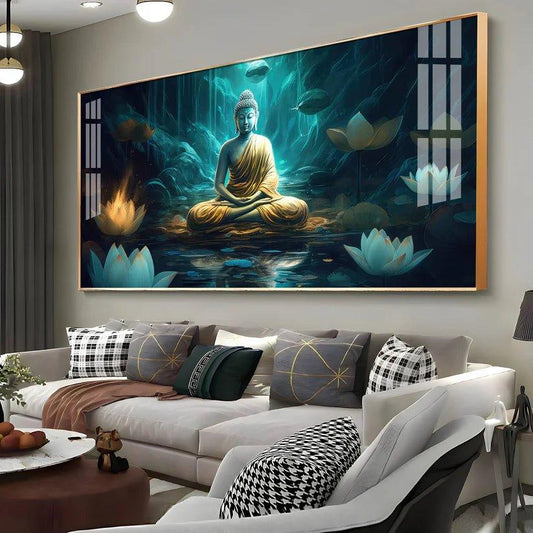 Buddha's Radiant Harmony Acrylic Floating Wall Painting - Decor Smart