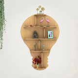 Bulb Shape Backlit Designer Wooden Wall Shelf / Book Shelf / Night Light, Light Oak Finish - Decor Smart