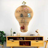 Bulb Shape Backlit Designer Wooden Wall Shelf / Book Shelf / Night Light, Light Oak Finish - Decor Smart