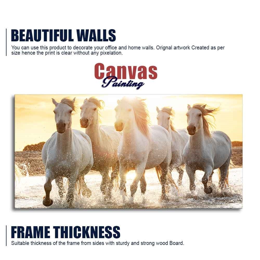 Camargue White Horses Running in Seaside Premium Wall Painting - Decor Smart