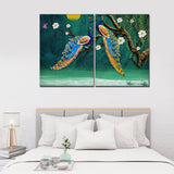 Canvas Bedroom Wall Painting of 2 Pieces Beautiful Bird Couple in Forest - Decor Smart