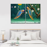 Canvas Bedroom Wall Painting of 2 Pieces Beautiful Bird Couple in Forest - Decor Smart