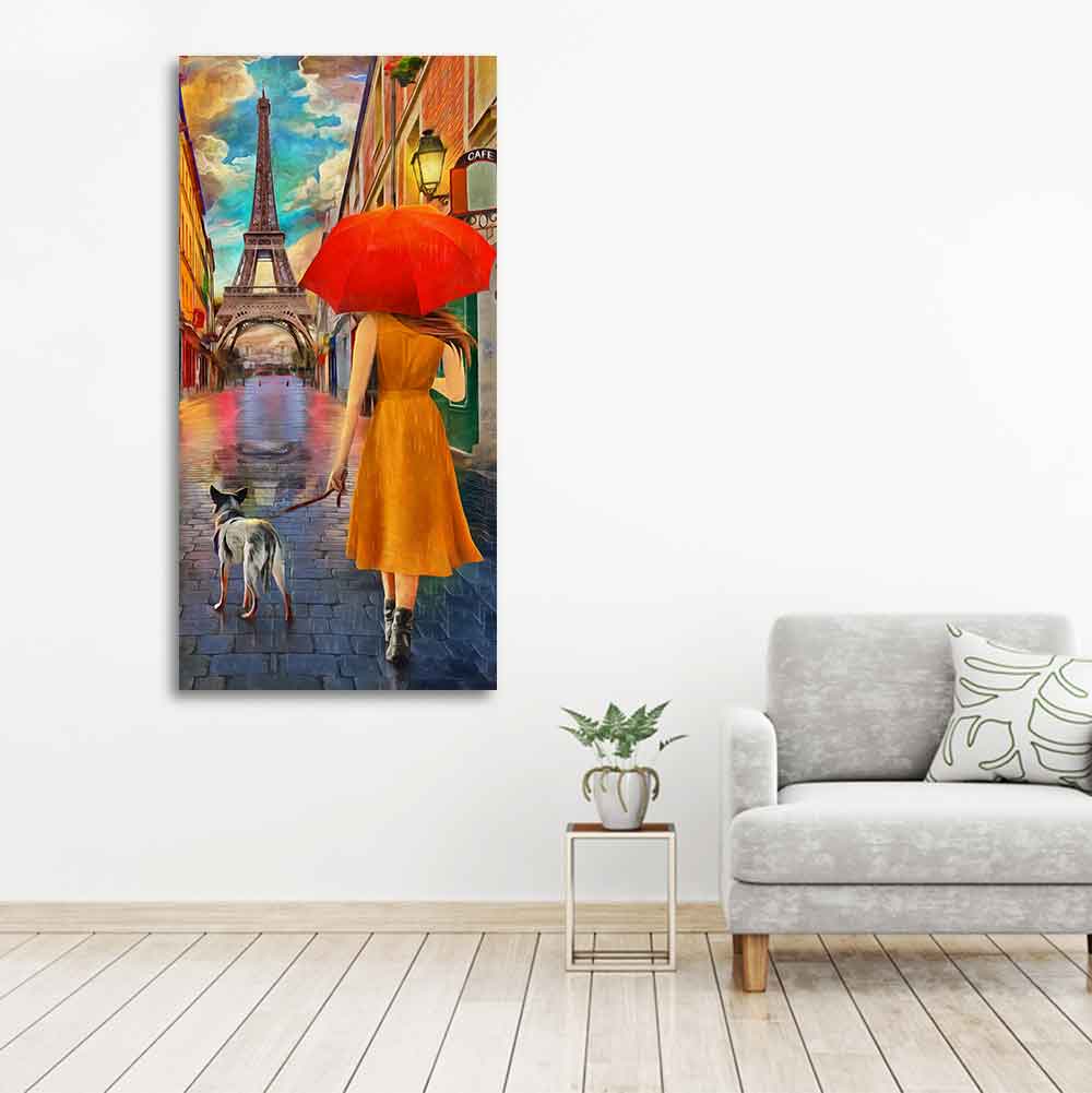 Canvas Wall Hanging Painting Rainy Day Street View of Paris - Decor Smart