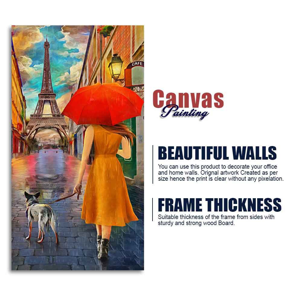 Canvas Wall Hanging Painting Rainy Day Street View of Paris - Decor Smart