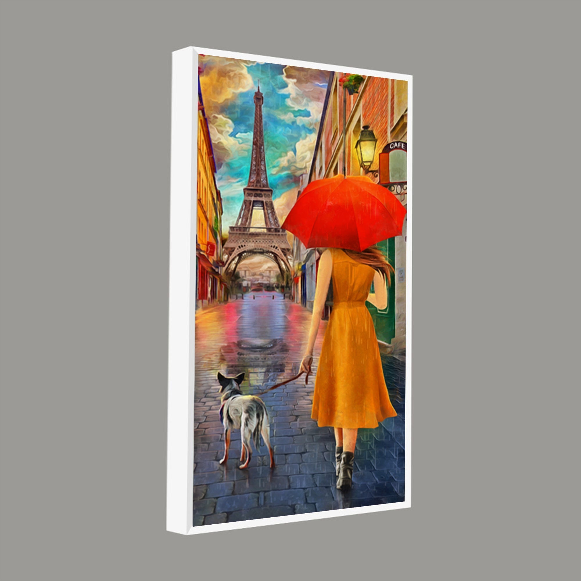 Canvas Wall Hanging Painting Rainy Day Street View of Paris - Decor Smart