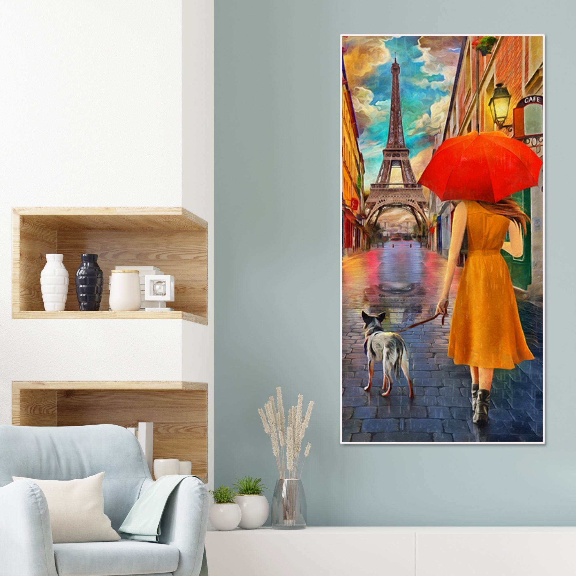 Canvas Wall Hanging Painting Rainy Day Street View of Paris - Decor Smart